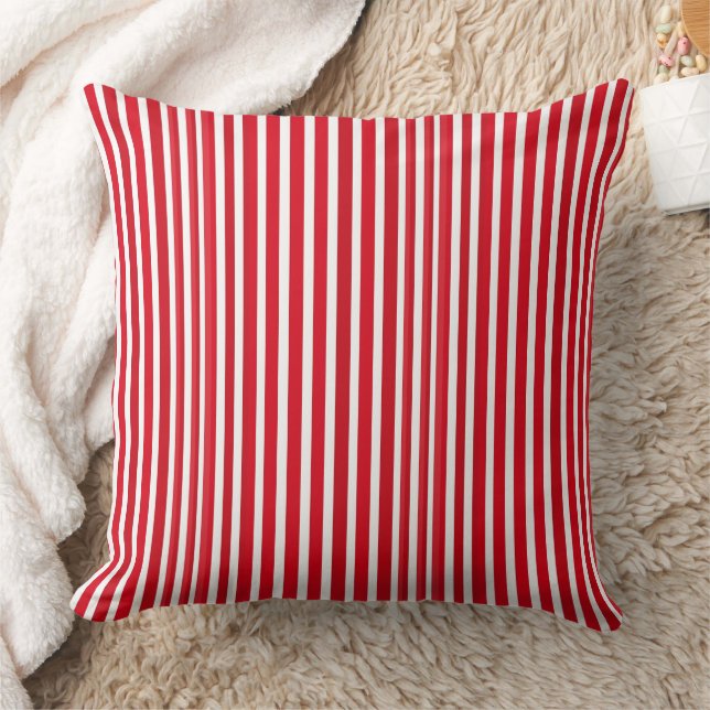 Red and white stripes pattern throw pillow (Blanket)