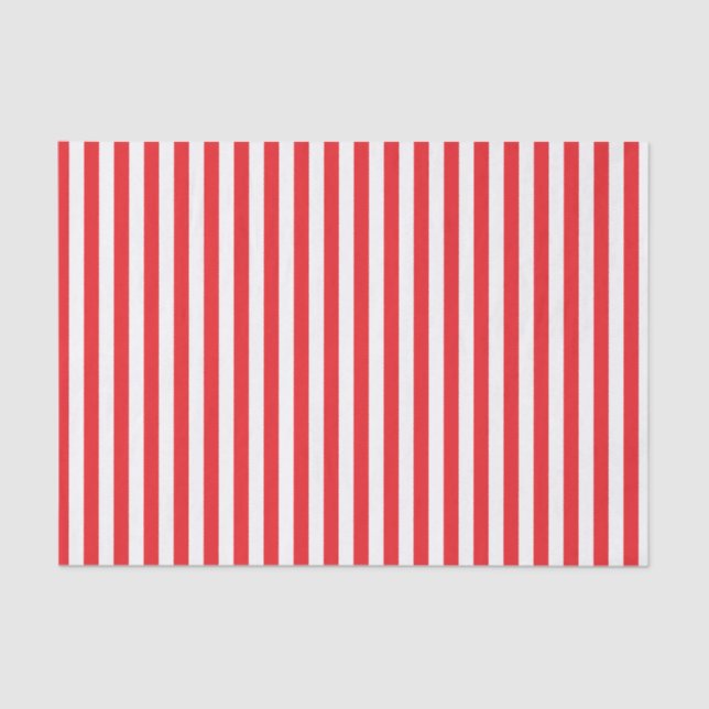 Red and White Stripes Pattern Tissue Paper (Front)