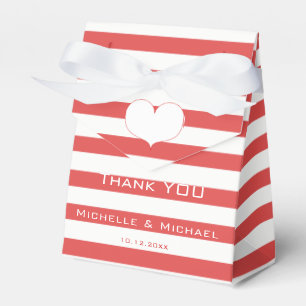 Red and White Stripes Personalized Wedding Favor Box