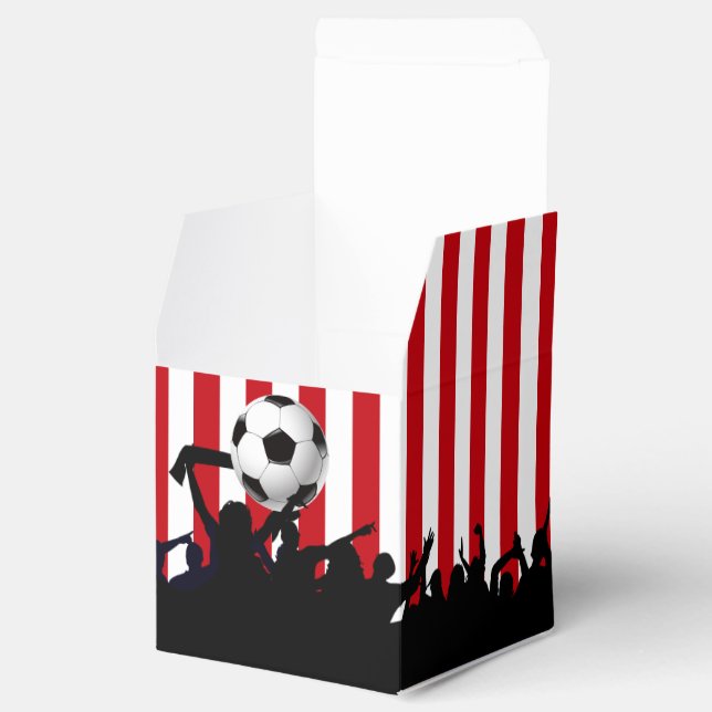 Red and White stripes Soccer Fans and football Favor Box (Opened)