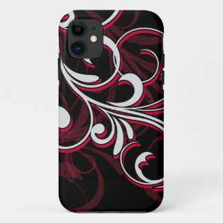 Red and White Swirls iPhone 11 Case