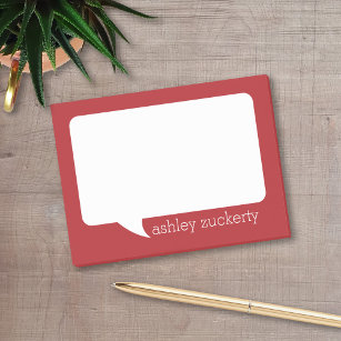 Red and White Talk Bubble Personalized Name Post-it Notes