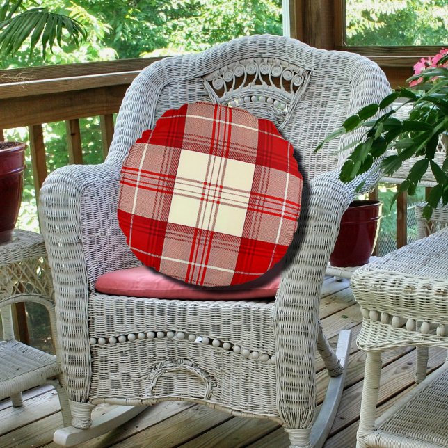 red and white tartan  round pillow (Creator Uploaded)