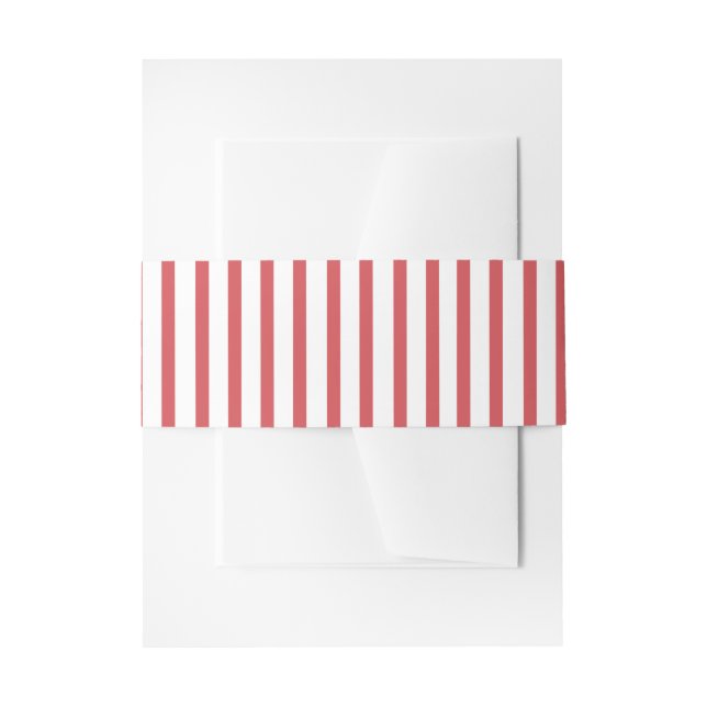 Red and White Thin Stripe Invitation Belly Band (Front Example)