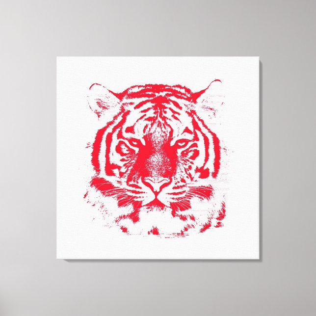 Red and White Tiger Face Close Up Canvas Print (Front)