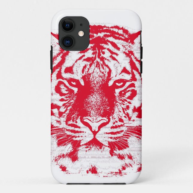 Red and White Tiger Face Close Up Case-Mate iPhone Case (Back)