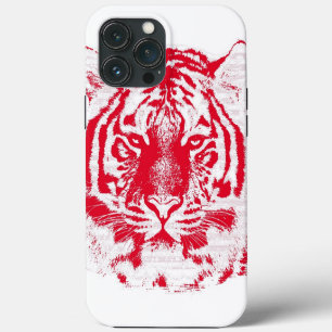 Red and White Tiger iPhone 13 Pro Max Case