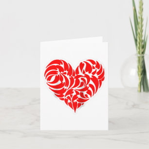 Red And White Tribal Heart Tattoo Style Design Fun Card