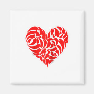 Red And White Tribal Heart Tattoo Style Design Fun Magnet