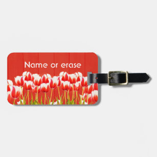 Red and white tulips luggage tag
