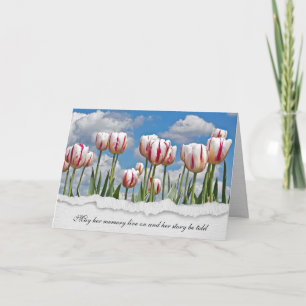 red and white tulips sympathy card