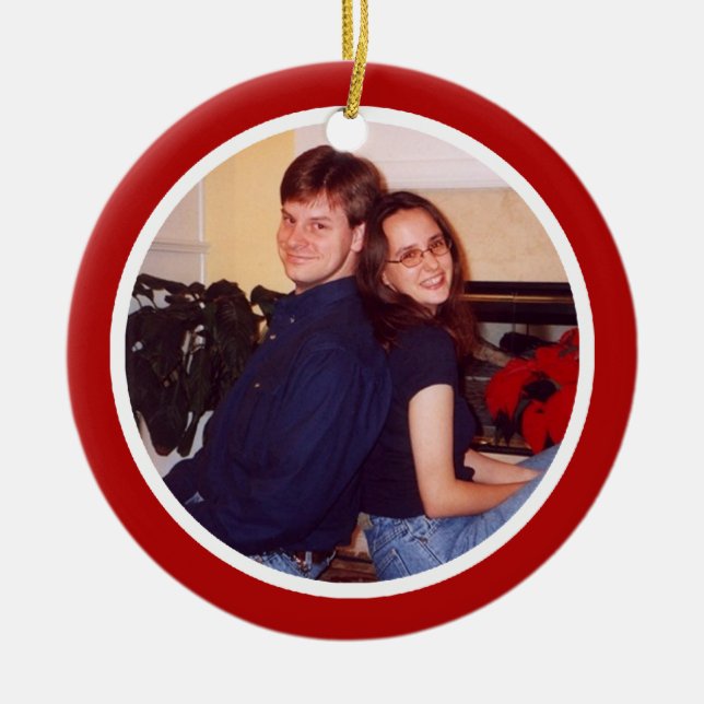Red and White - Two Sided Ceramic Ornament (Front)