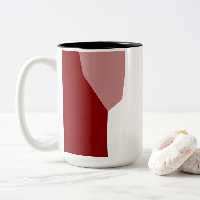 Red and White  Two-Tone Coffee Mug (With Donut)