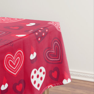 Red and white valentines Hearts Pattern Tablecloth