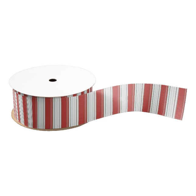 Red and White Vertical Stripe Ribbon Grosgrain Ribbon (Spool)