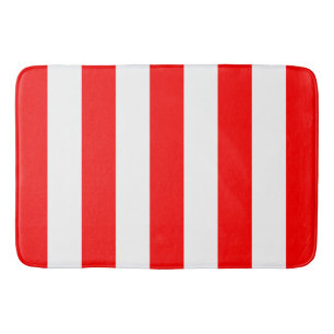 Red and White Vertical Stripes Bath Mat