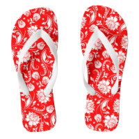 Red And White Vintage Floral Damasks Pattern