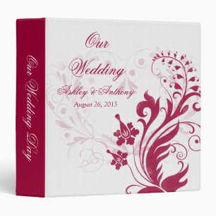 Red and White Vintage Floral Wedding Binder