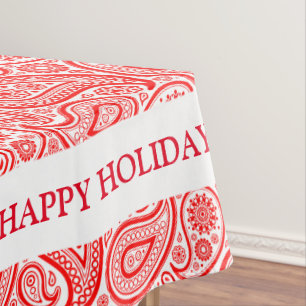 Red and white vintage paisley pattern tablecloth