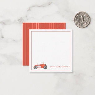 Red and White Vintage Toy Car Personalized Card