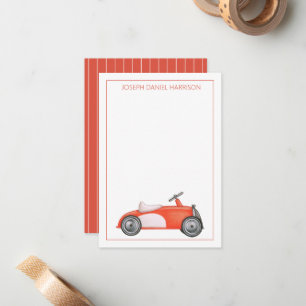 Red and White Vintage Toy Car Personalized Card