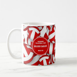 red and white volleyball team colours coach gift coffee mug