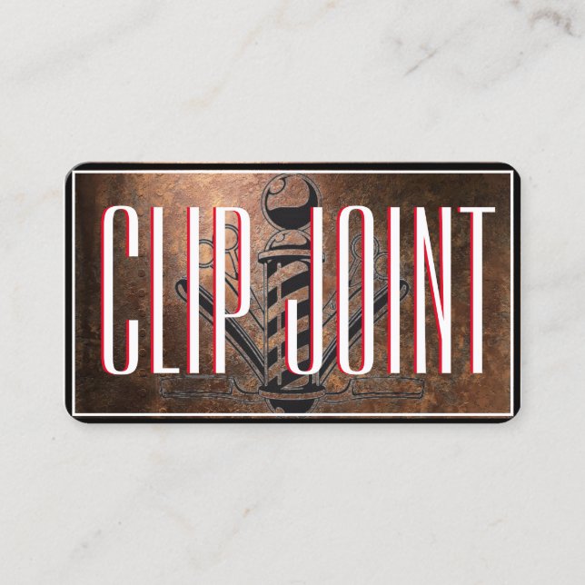 Red and White  w/BarberPole, Straight Razor Business Card (Front)
