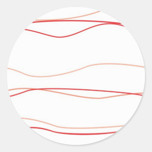 Red and White Waves Classic Round Sticker