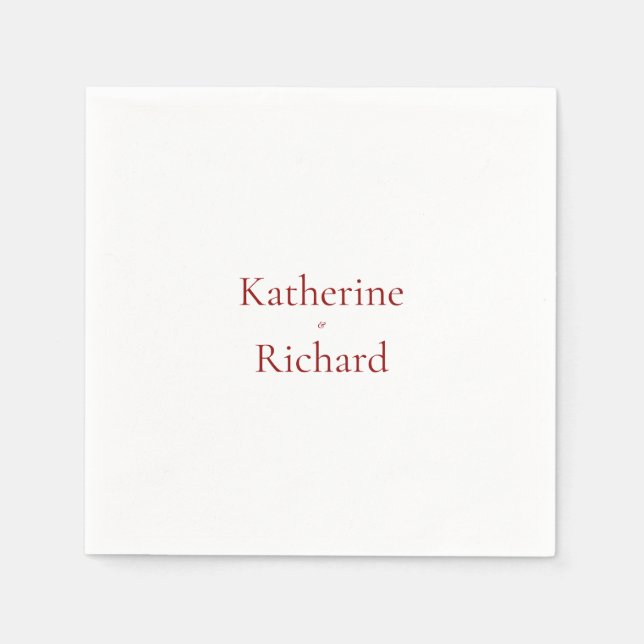 Red and White Wedding Cocktail Napkin (Front)