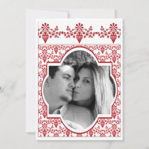 Red and White Wedding Invitation w/ PHOTO