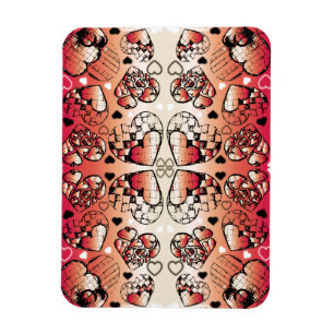 Red and white Whimsical Romantic Hearts pattern Magnet