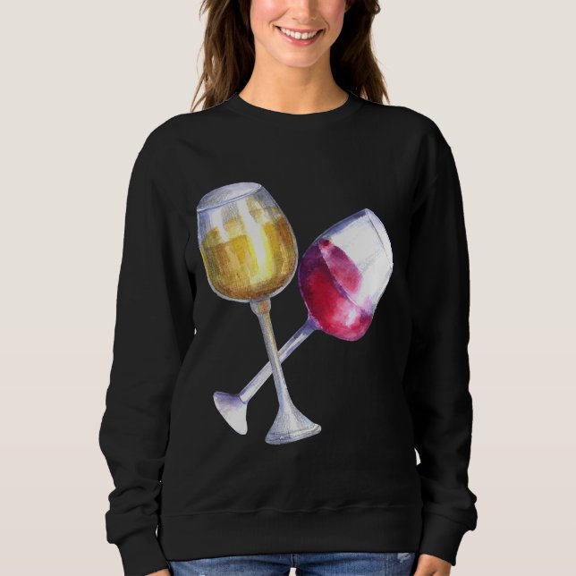 Red And White Wine Glasses Sweatshirt (Front)