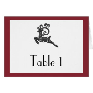 Red and White Winter Wedding Table Number