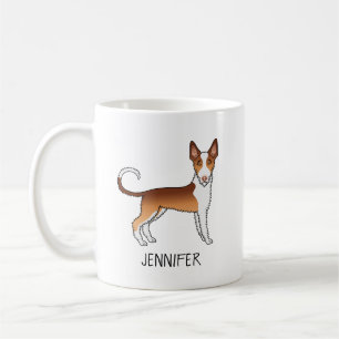 Red And White Wire Haired Ibizan Hound Dog & Name Coffee Mug