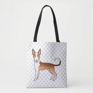 Red And White Wire Haired Ibizan Hound Dog & Paws Tote Bag