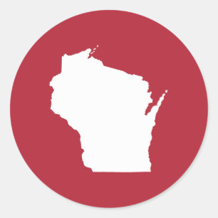 Red and White Wisconsin Classic Round Sticker