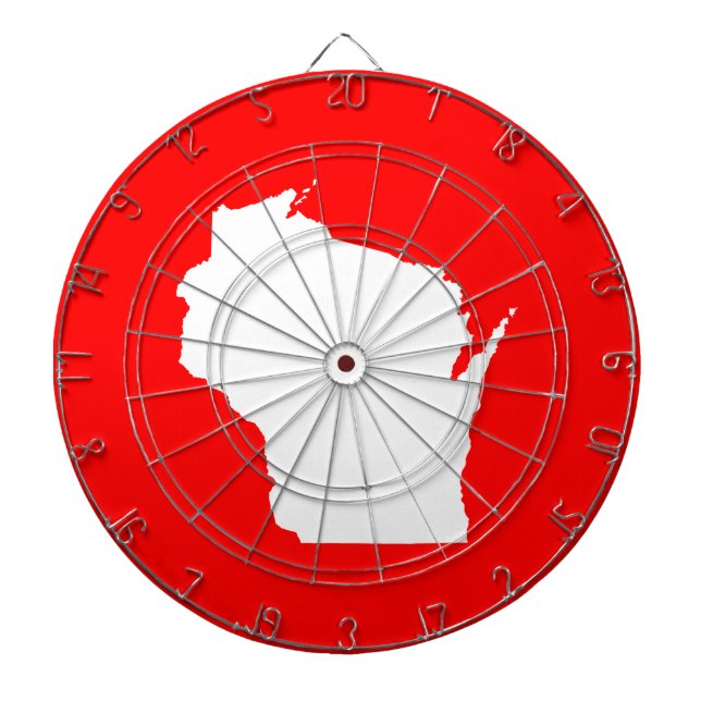 Red and White Wisconsin Dartboard (Front)