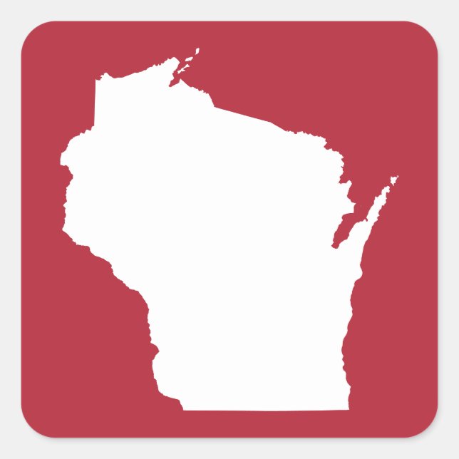 Red and White Wisconsin Square Sticker (Front)