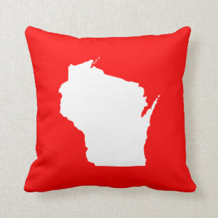 Red and White Wisconsin Throw Pillow