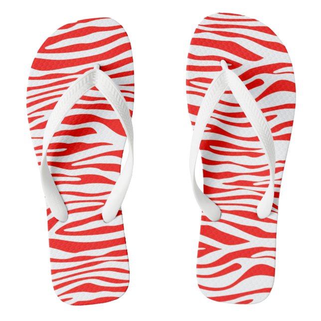 Red and White Zebra  Flip Flops (Footbed)