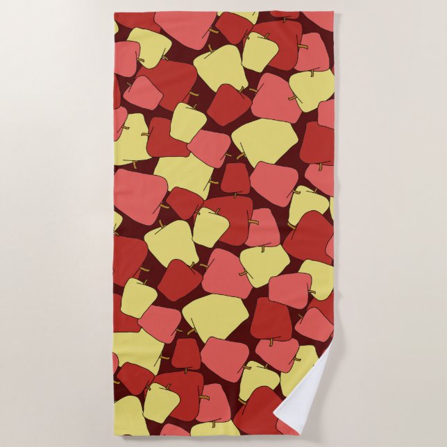 Red and Yellow Apples Pattern  Beach Towel (Front)