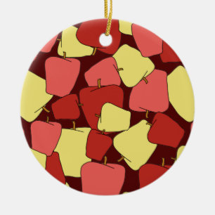 Red and Yellow Apples Pattern Canvas Print Ceramic Ornament