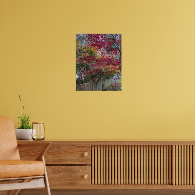 Red and Yellow Autumn Maple Leaves Poster (Living Room 2)