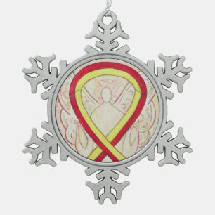 Red and Yellow Awareness Ribbon Angel Ornament