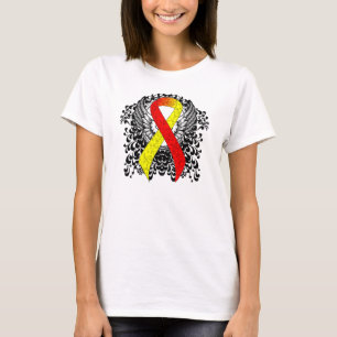 Red and Yellow Awareness Ribbon with Wings T-Shirt