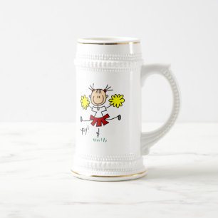 Red and Yellow Cheerleader T-shirts and GIfts Beer Stein