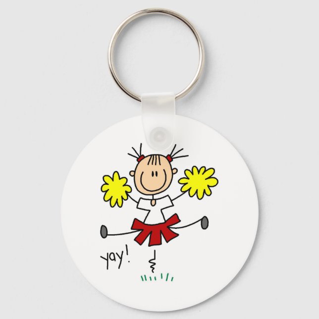 Red and Yellow Cheerleader T-shirts and GIfts Keychain (Front)
