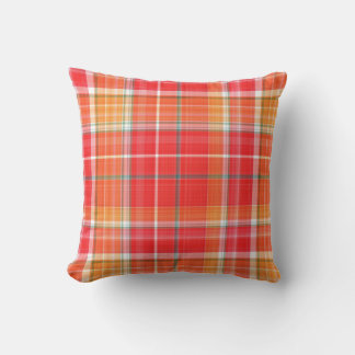 Red and Yellow Cheery Plaid Throw Pillow