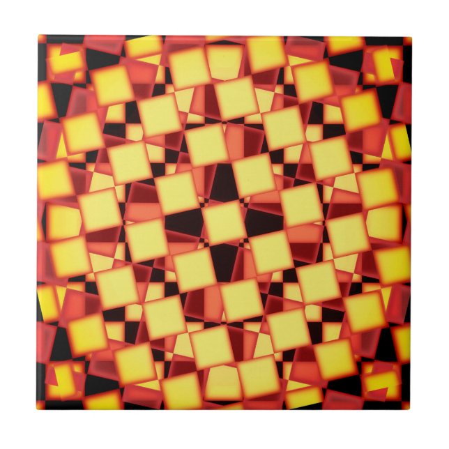 Red and yellow chequered pattern tile (Front)