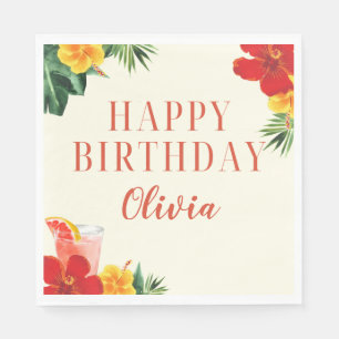 Red and Yellow Cocktail Birthday Party Napkin